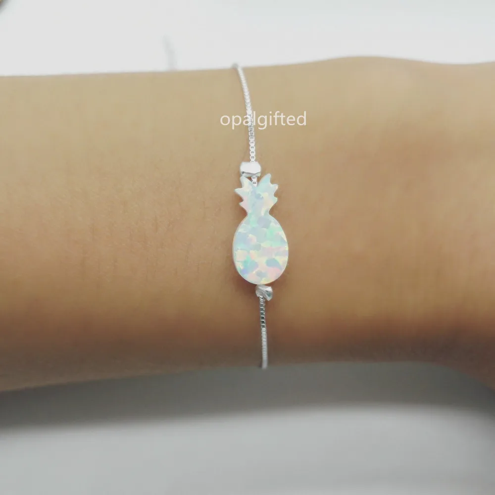 

1pc Free shipping op17 Synthetic Opal pineapple Bracelet 7.1*14mm Opal Bracelet with 925 Sterling silver fashion jewelry