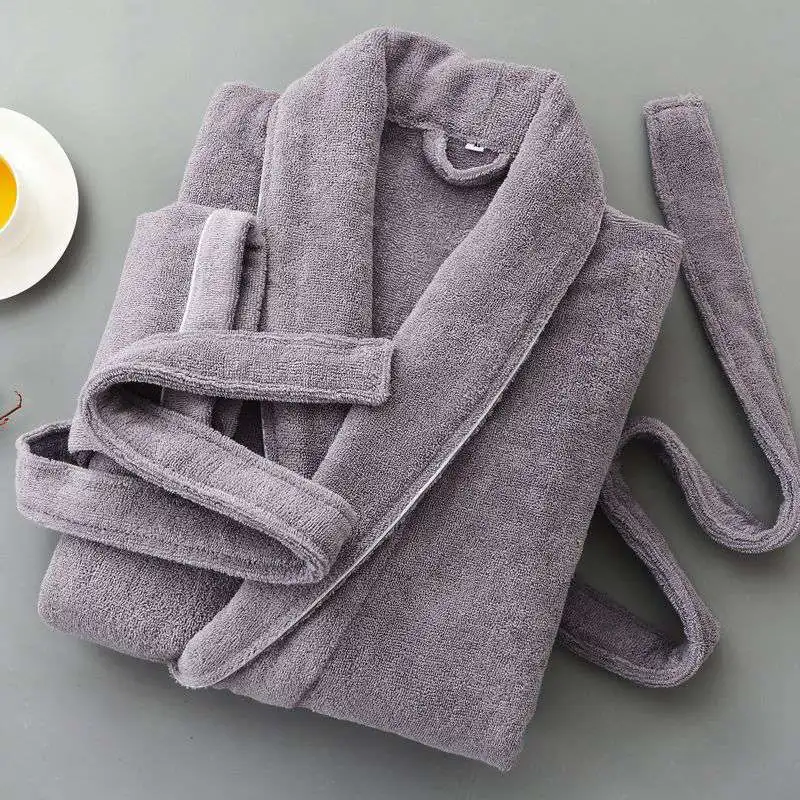 Халат Мужской Хлопковый зимний махровый купальный Халат Мужская пижама для пары полотенце пижамы кимоно банные халаты мужской Халат банный Халат - Цвет: GREY
