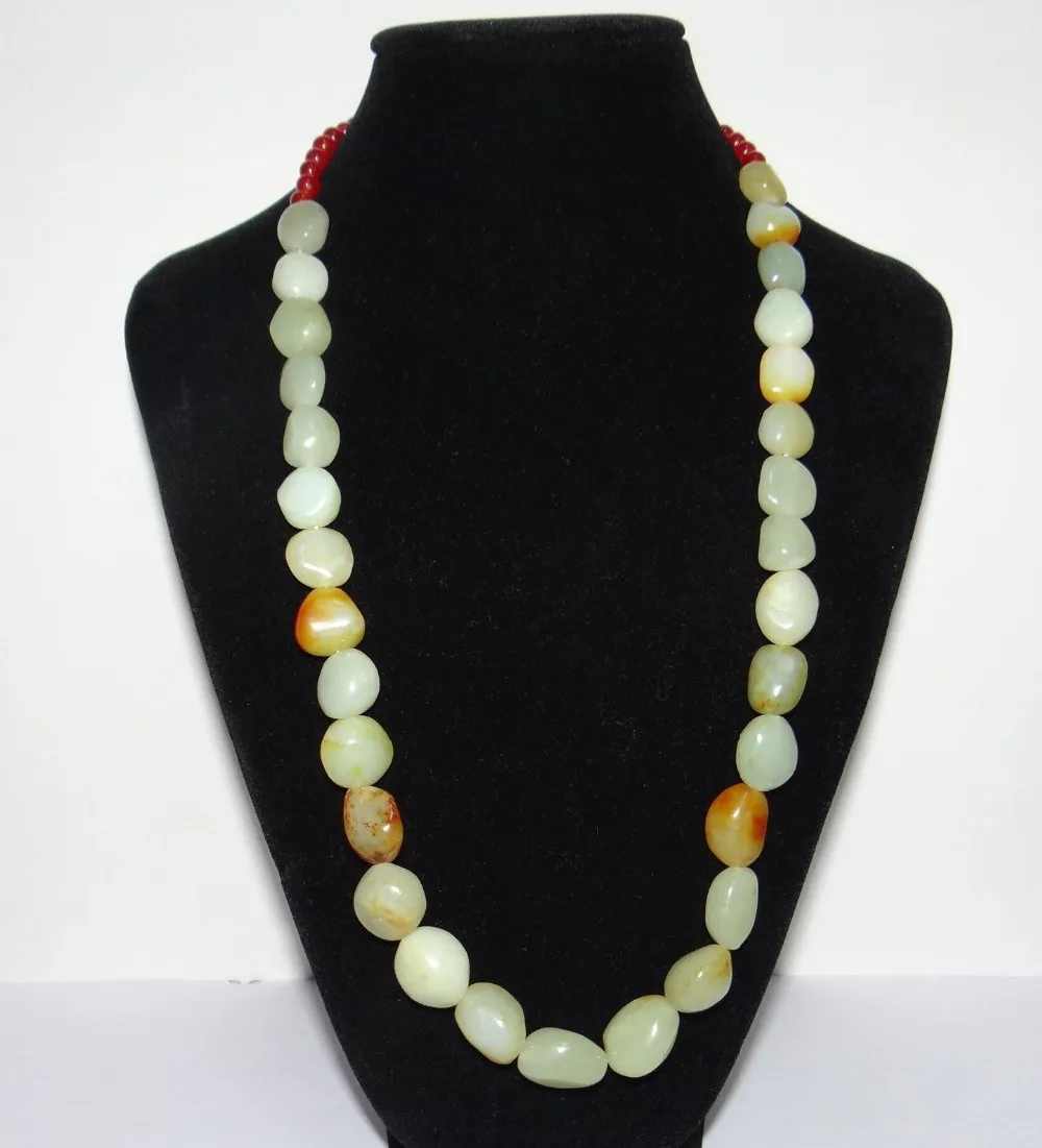 

Jew3115 China Nature Hetian Jade Yellow Skin Beads Hand Made Necklace Pendants