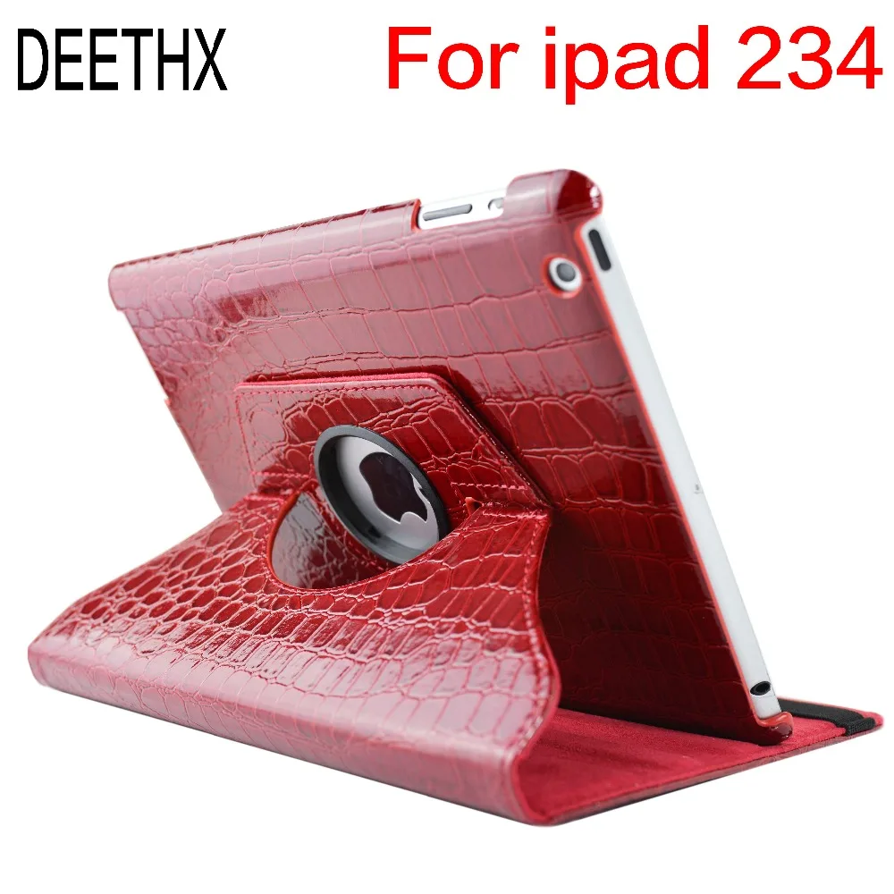 

Tablet Case For Apple iPad 2 3 4 old model,360 Rotation Crocodile Leather Protective Sleeve Rotary Cover shell for ipad 2/3/4