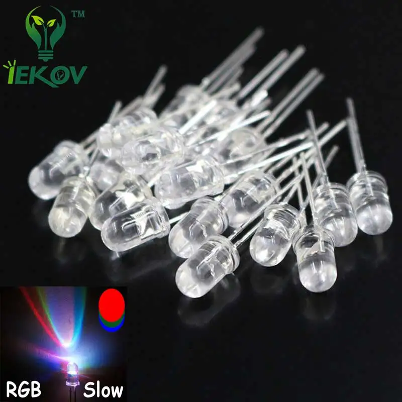 

50pcs LED 5MM LED RGB LEDS Slow RGB Flash Red Green Blue Rainbow Multi Color Emitting Diodes Round Strobe LEDs Lamp LIGHT DIY