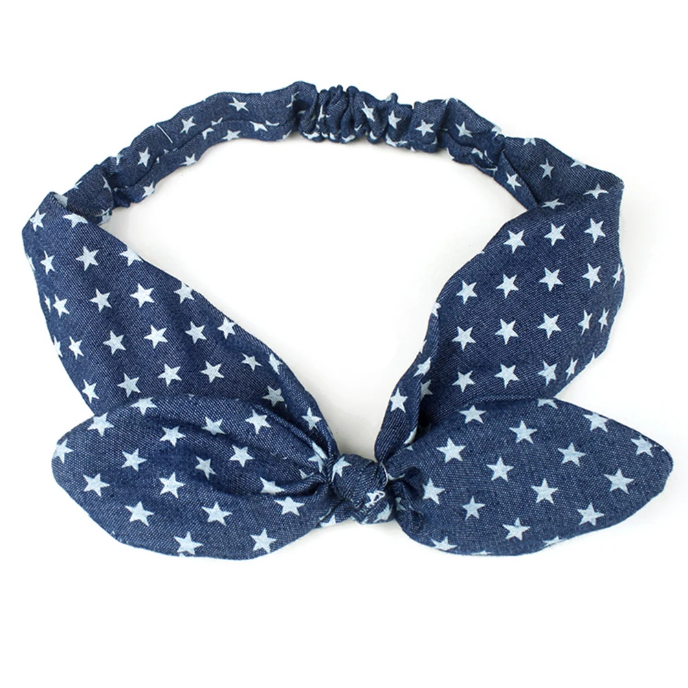 

Vintage Temperament Striped Bow Cowboy Knot Headband Turban Elastic Hairband Bow Striped Headwear