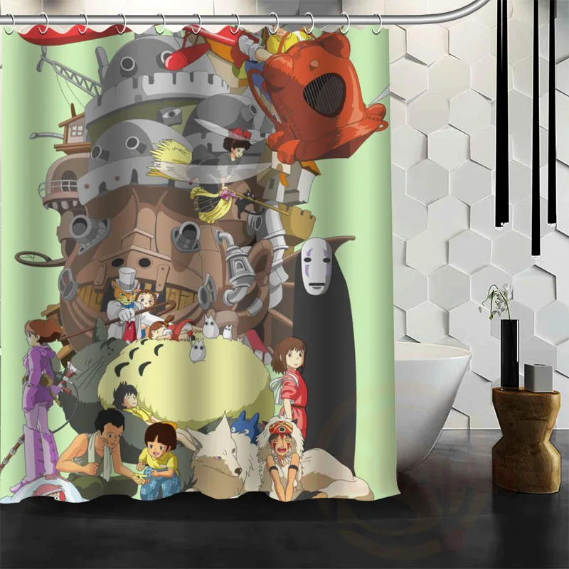 Cartoon Anime Japan Decorative Fabric Shower Curtain Set Non Slip