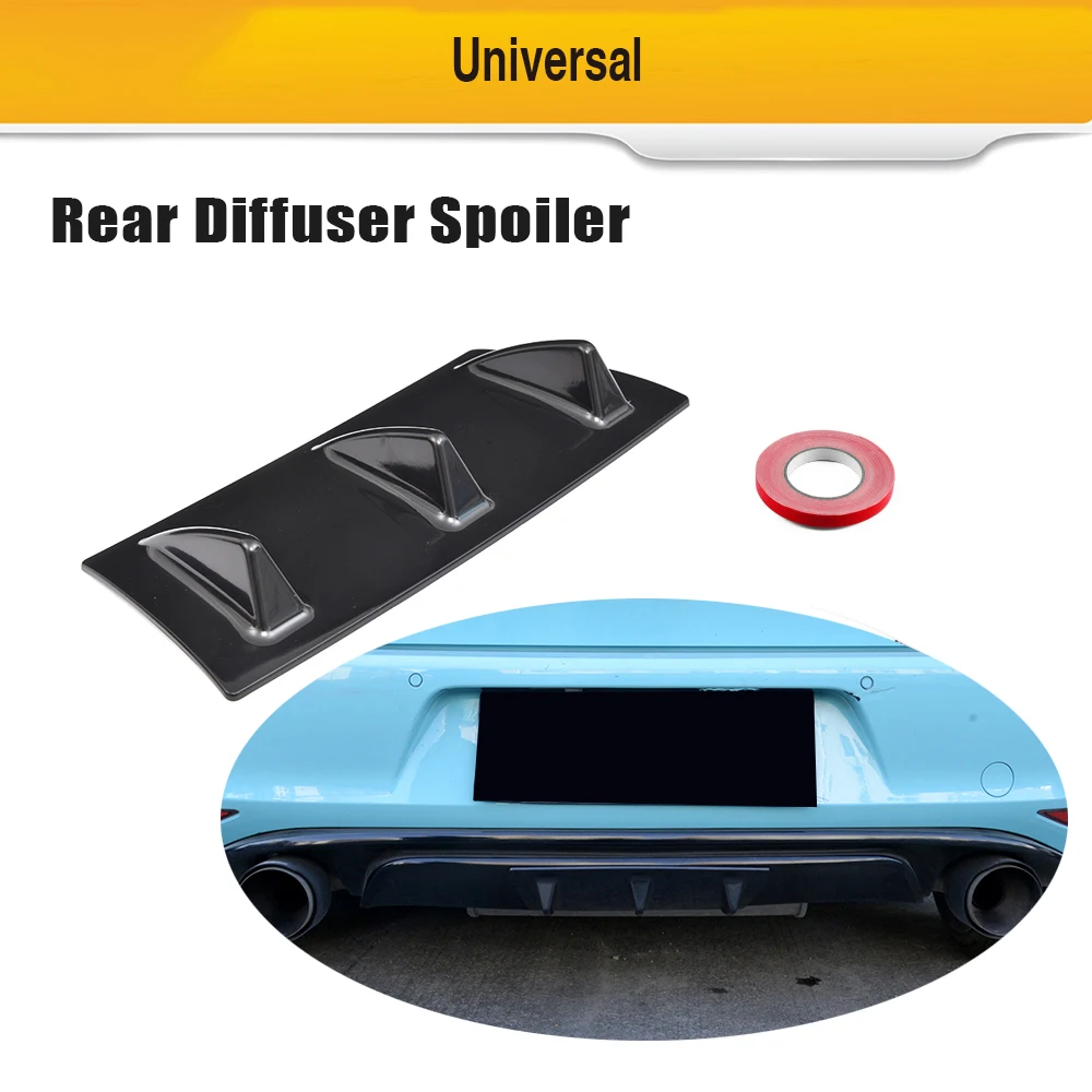 

Universal Rear Bumper Diffuser Lip 3 Fin 5 Fin Shark Style For BMW F30 E46 E90 Ford Focus 2 Toyota Corolla Black ABS Plastic