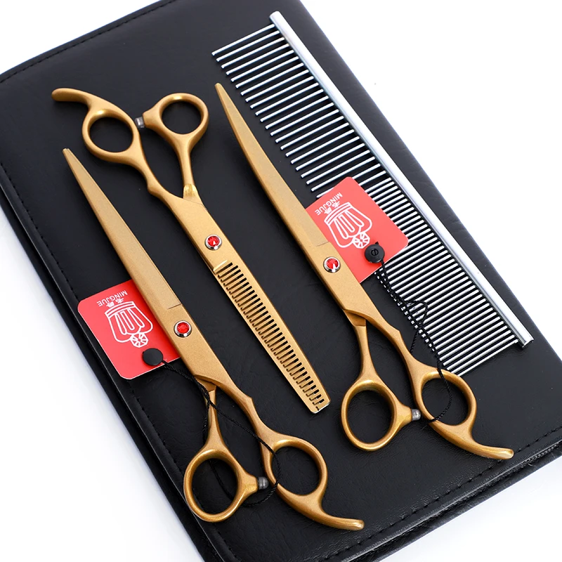 7.0 inch Pet Scissors Dog Grooming Scissors 4pcs Set Golden Cutting