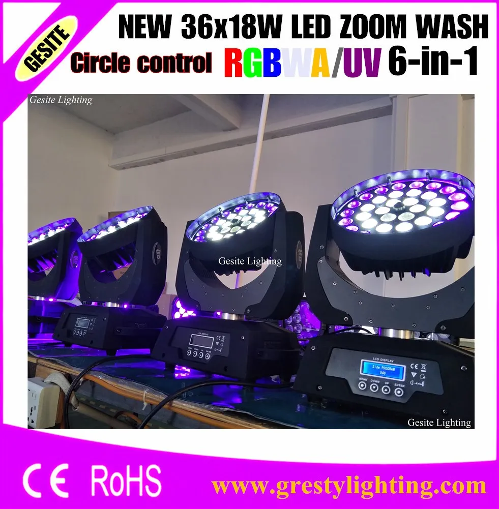4 шт./лот комплект летающих чехлов 36X18 Вт с круговым управлением rgbwa + uv 6в1