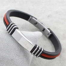 YYW Нержавеющая сталь jewelry браслет, готический, с силиконовой, oril цвет, 26x9x6 мм, продается в около 7.5 дюймов Strand