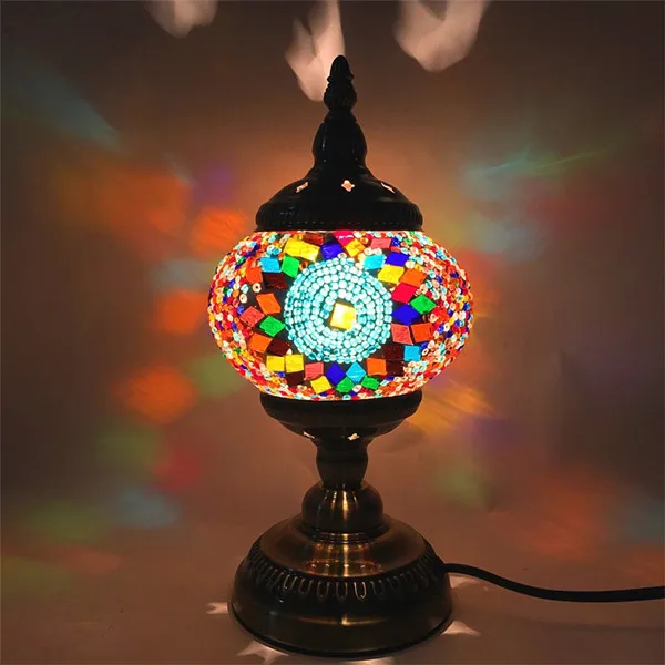 Винтажная Турецкая мозаичная лампа для гостиной, спальни, настольная лампа для домашнего декора, витражная стеклянная лампа ручной работы, настольная лампа Тиффани - Цвет абажура: Золотой