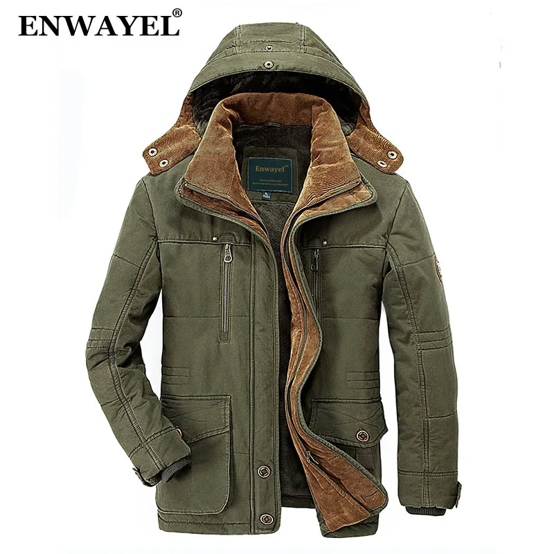 

ENWAYEL Winter Thick Padded Parka Men Jacket Coat Russian Wadded Long Hooded Casual Warm Snow Windbreaker Overcoat Male Jackets