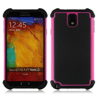 Противоударный пластиковый защитный чехол для samsung Galaxy Note III 3 N9000 N9002 N9005 Hybrid - Цвет: rose pink