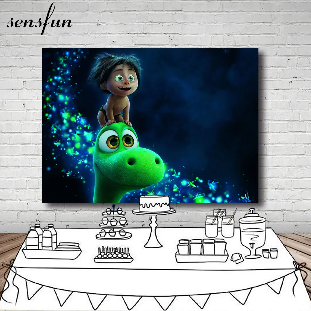 

Sensfun Green Dinosaur Party Backdrop Dark Navy Backgrounds For Photo Studio 7x5FT Vinyl Custom