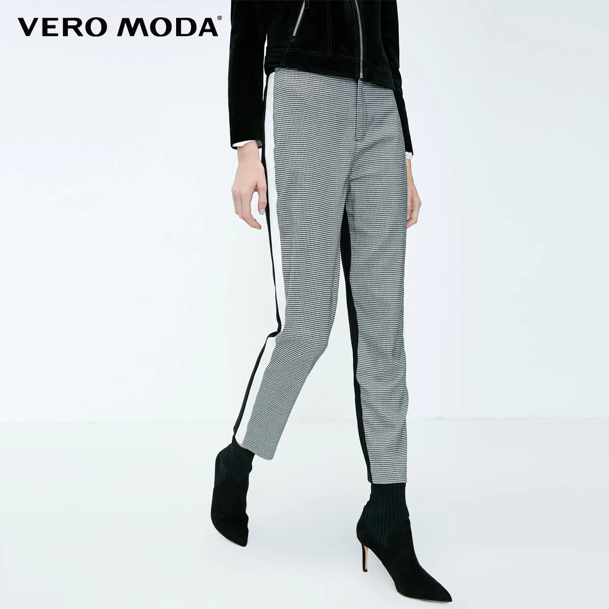 Vero Moda новые женские брюки-стрейч в клетку с молнией спереди | 318350519 - Цвет: Black