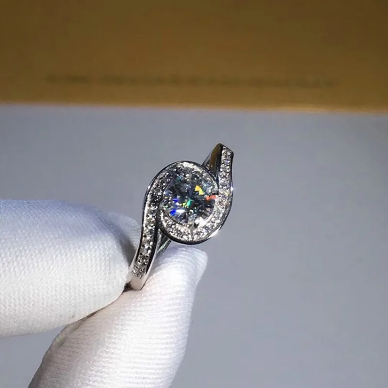 0.5ct карат муассанит обручальные кольца для женщин 925 пробы серебряные кольца с платиновым покрытием D Цвет VVS1 ясность