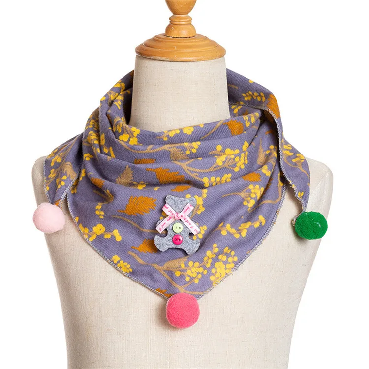 Весенний хлопковый детский нагрудник, шарф, принт со звездой и кошкой, осенне-зимний детский треугольный шарф для девочек, шарф для маленьких мальчиков, детская одежда - Цвет: Money Tree Blue
