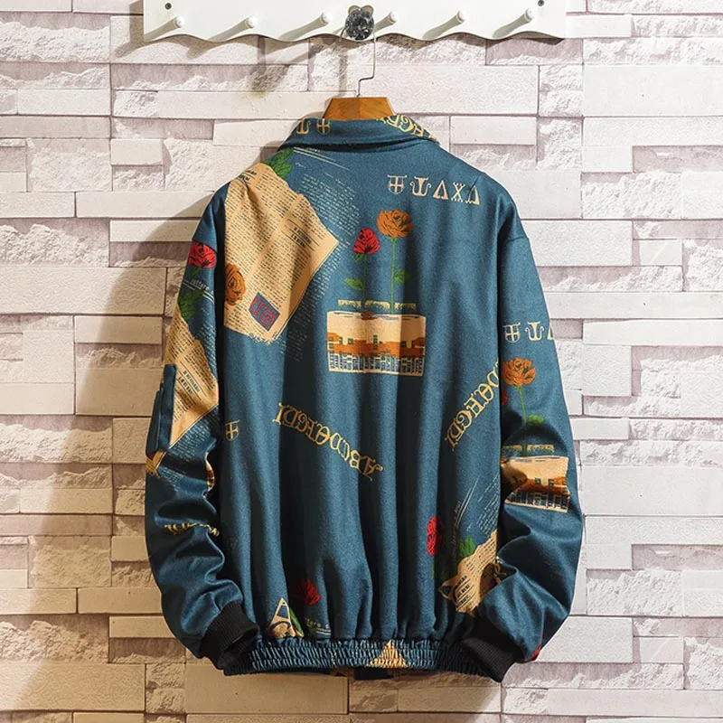 Vintage Bomber Jackets Men 2019 Men's Streetwear Fashion Print Korean Autumn Hooded Jackets Coats 4XL 5XL Vintage Bomber Jackets Men 2019 Men's Streetwear Fashion Print Korean Autumn Hooded Jackets Coats 4XL 5XL