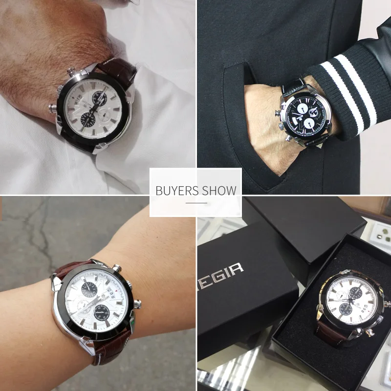 Billige MEGIR Kreative Quarz Sport Uhr Männer Leder Business Uhren Uhr Chronograph Relogio Masculino Armee Military Armbanduhren