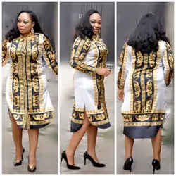 2019 популярная одежда в африканском стиле; модная юбка-рубашка с принтом