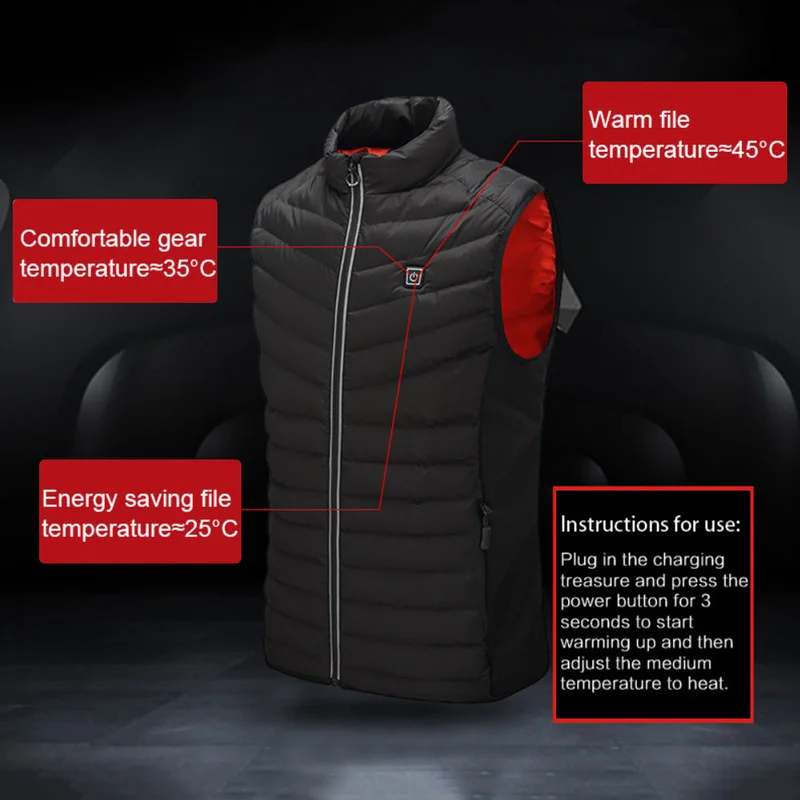 Price 2018 New Men Women USB Charging electric Heated Vest Jacket Coat Clothing Skiing Winter Warm heating Pad Body Warmer coat