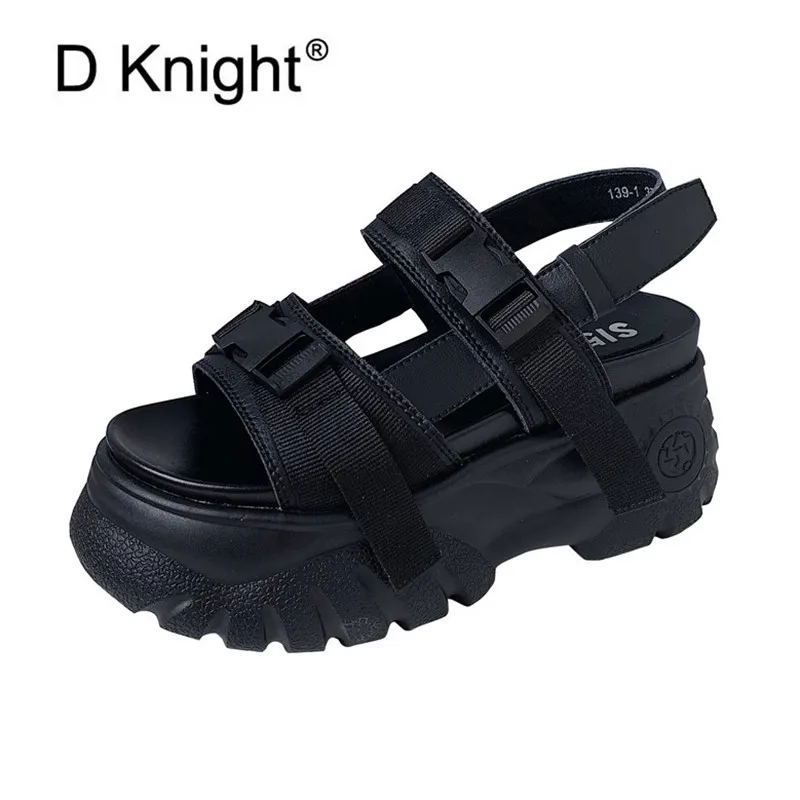 

Punk Harajuku Platform Sandals Women Wedge High Heels Shoes Women Summer Black White Zapatos Mujer Slippers Woman Sandal Shoes