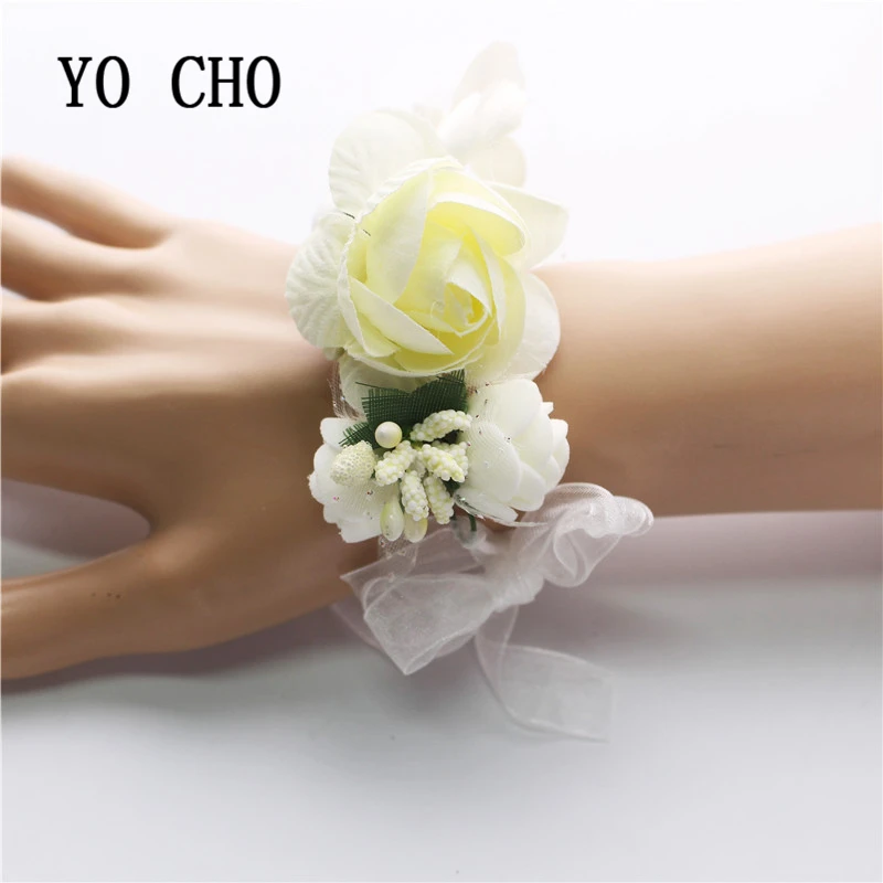 Йо Чо DIY Венок повязка на голову свадебный цветок на запястье девушки шелковая лента на голову с розами Венок Свадебные аксессуары для волос для свадьбы