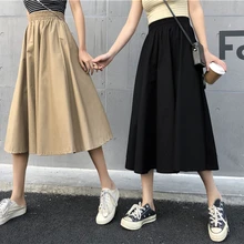 P Ammy Женская модная плиссированная юбка с высокой талией, большая свободная юбка, юбки со складками, сексуальная Студенческая Однотонная юбка