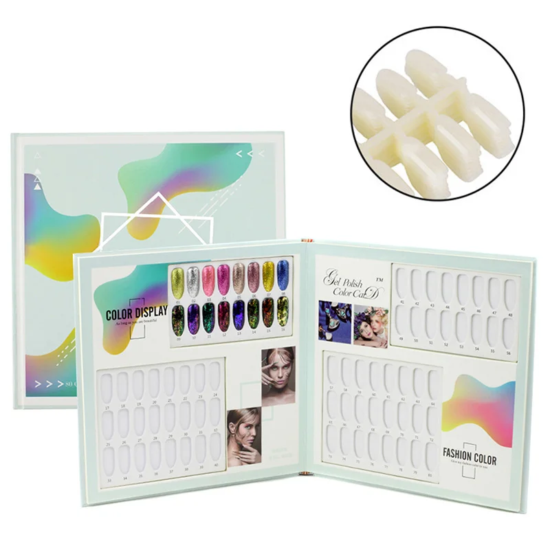 

White Black Nail Art Display Book for Salon Pro Show Book Nail Polish Color Card Manicure Painting Showing Shelf Flatback Chart
