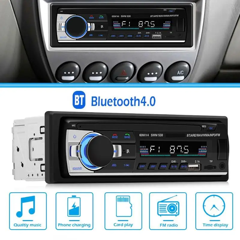 SWM 530 1 Din In-dash ЖК-дисплей автомобильный стерео MP3 плеер с пультом дистанционного управления Управление FM радио с двумя портами USB и Bluetooth U диск