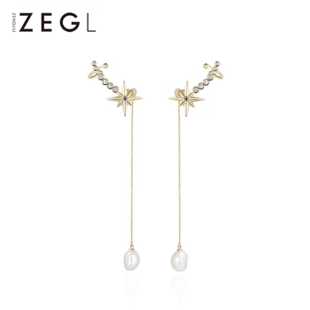 

ZEGL woman's earrings freshwater pearl earrings 925 sterling silver needle earrings ear bone clip ladies fashion 2020 tassel ear
