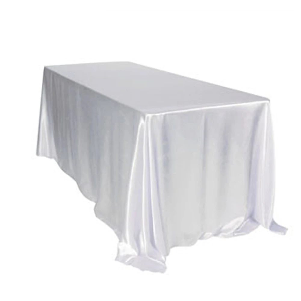 5 шт./упак. прямоугольный атласная Скатерть Белый/черное покрытие стола для Свадебная вечеринка ресторан, банкетный стол аксессуары 57x126 дюймов