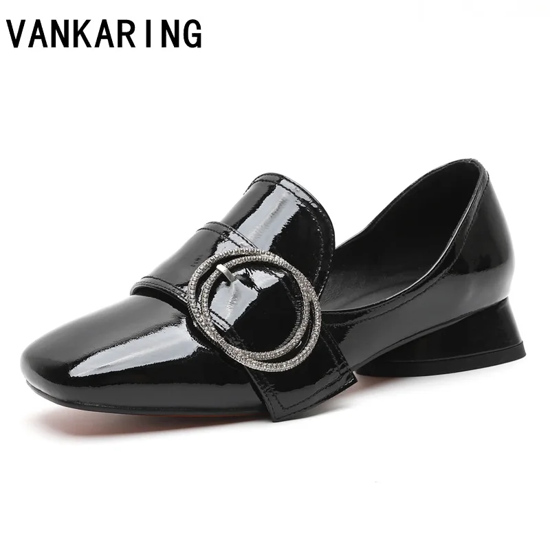 

brand fashion buckle women pumps square high heels comfortable low heels cool women dress shoe summer autumn ladies office shoes