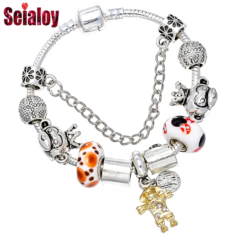 Seialoy fashion cartoon Scarecrow snake chain charm Pandora bracelet & bangles for woman boys girls DIY bracelet trinket gift