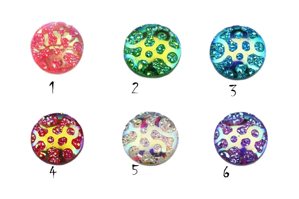 

12mm Multicolored Druzy Cabochons Base Pattern Diamond Shape Fit 12mm Round Blank Base DIY Jewelry Making Accessory 100pcs/pack