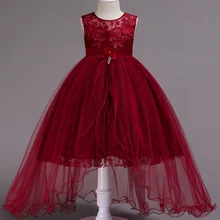 Год, высокое качество, цветочный кружевной открытый вечерний костюм для выпускного вечера для маленьких девочек детская одежда принцессы, платье Одежда для девочек 4, 6, 8, 10, 12 лет