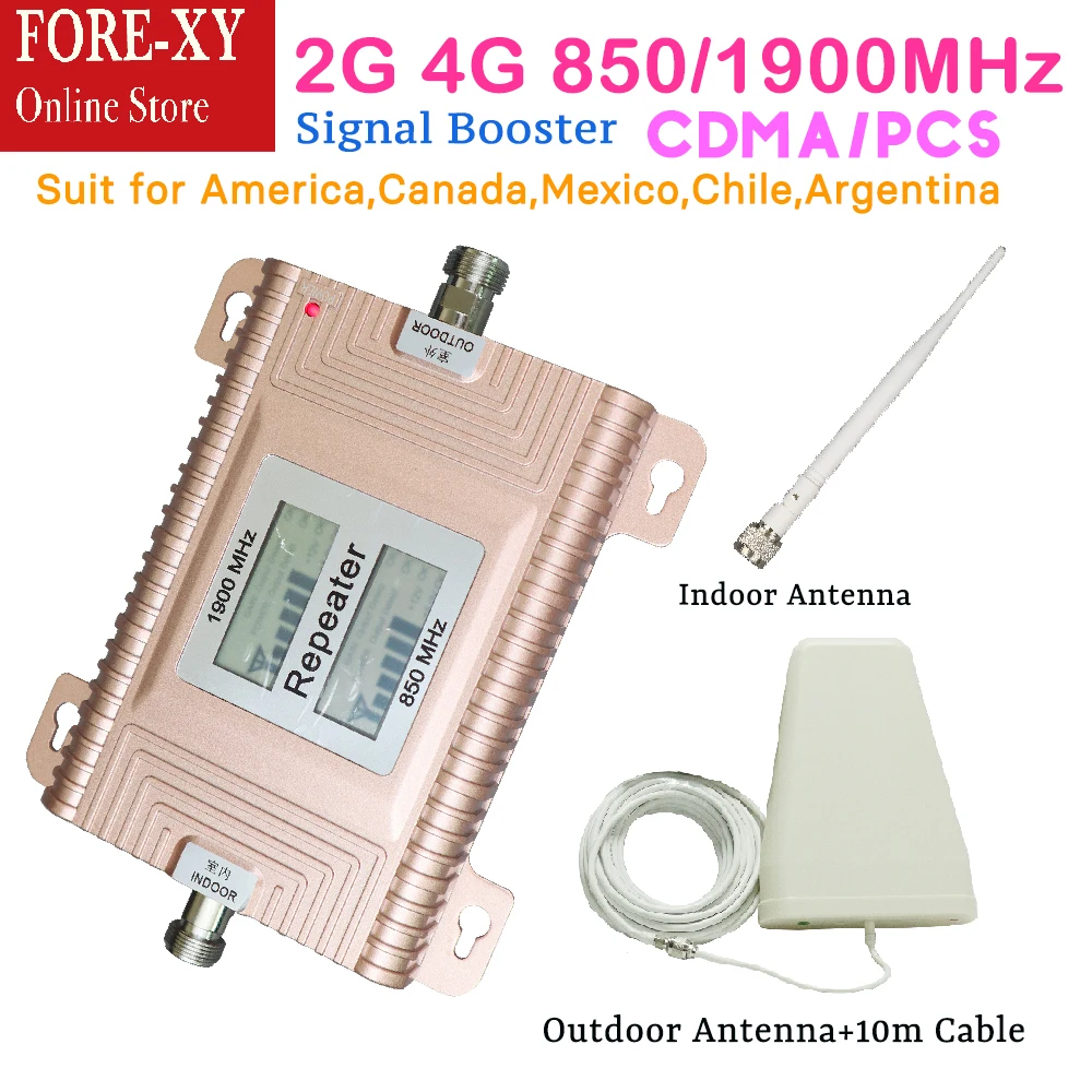 

LCD Displays CDMA 850 PCS 1900 directional signal booster 2G 3G 4G amplifier cdma smart booster kits for cell phone all carriers