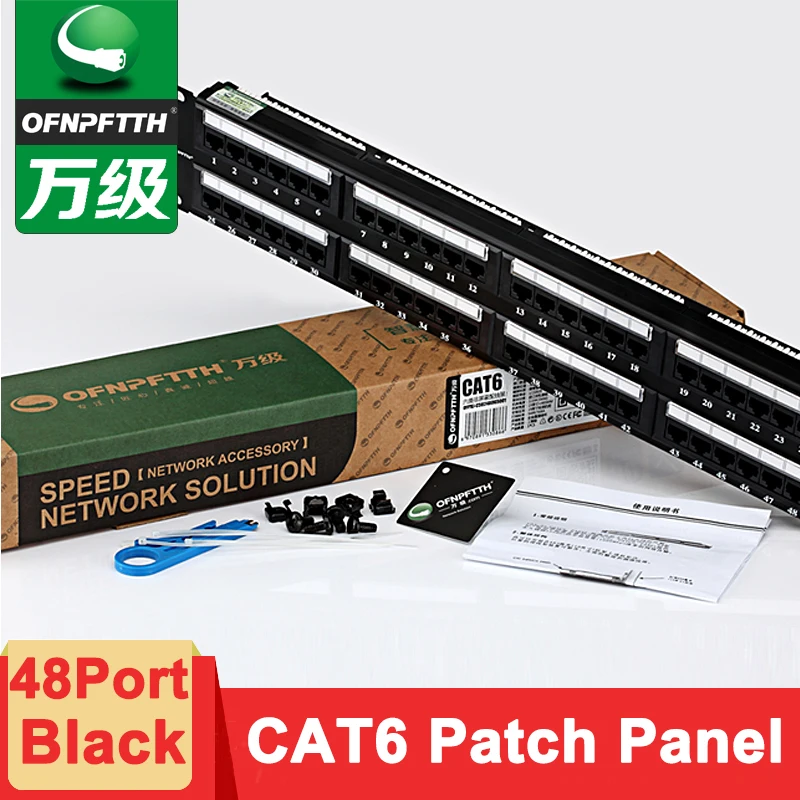 CAT6 патч-панель 48 портов UTP 2U 19 ''Стандарт с 50u позолоченным контактом
