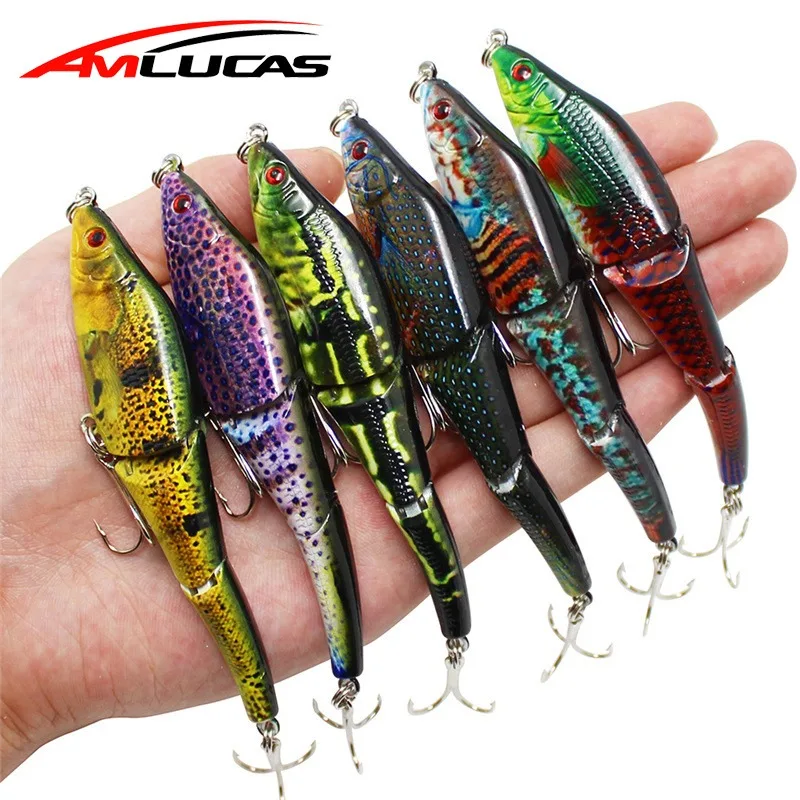 Amlucas 10 см 9 г плавающая приманка для рыбалки карандаш 3 Sction multi Jointed Topwater Walk dog Stickbait