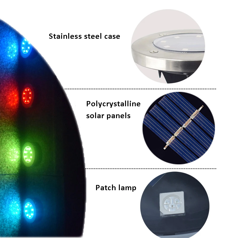 Красочная Солнечная энергия грунтовый светильник Водонепроницаемая садовая дорожка настенная лампа с 8 светодиодами Солнечная лампа для дома подъездная дорога газон дорога