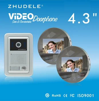 

ZHUDELE Home Security Speakerphone intercom 4.3"LCD monitor Color Video Door Phone doorbell HD CCD Peephole Camera w/t Cover 1V2