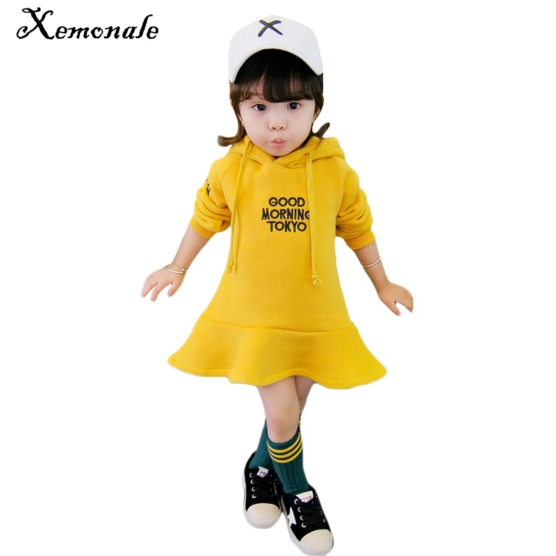 Xemonale 2018New Winter Girls Dress Thicken Warm Long Sleeve Kids Dresses For Big Ruffles Cotton Autumn Children Clothing | Детская