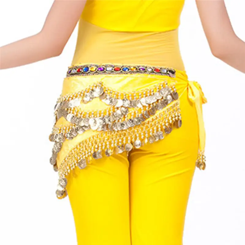 Belly Dance Hip Scarf Gold Coins Belly Dance Costume Skirt Wrap Belt belt for women fashion accessories 40FE129
