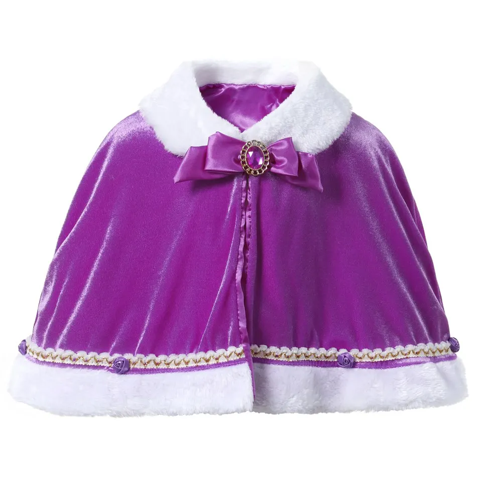 Маскарадные костюмы Софии для девочек; кружевное фиолетовое платье с блестками и бантом; детская праздничная одежда до щиколотки; платье принцессы; платья для девочек
