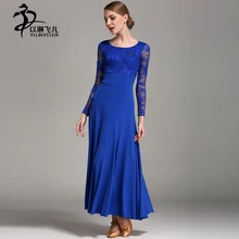 Breathable Milk Silk & Lace Fabric Waltz Dance Competition Dress Women Pure Color Ballroom Standard Costumes Tango Dress