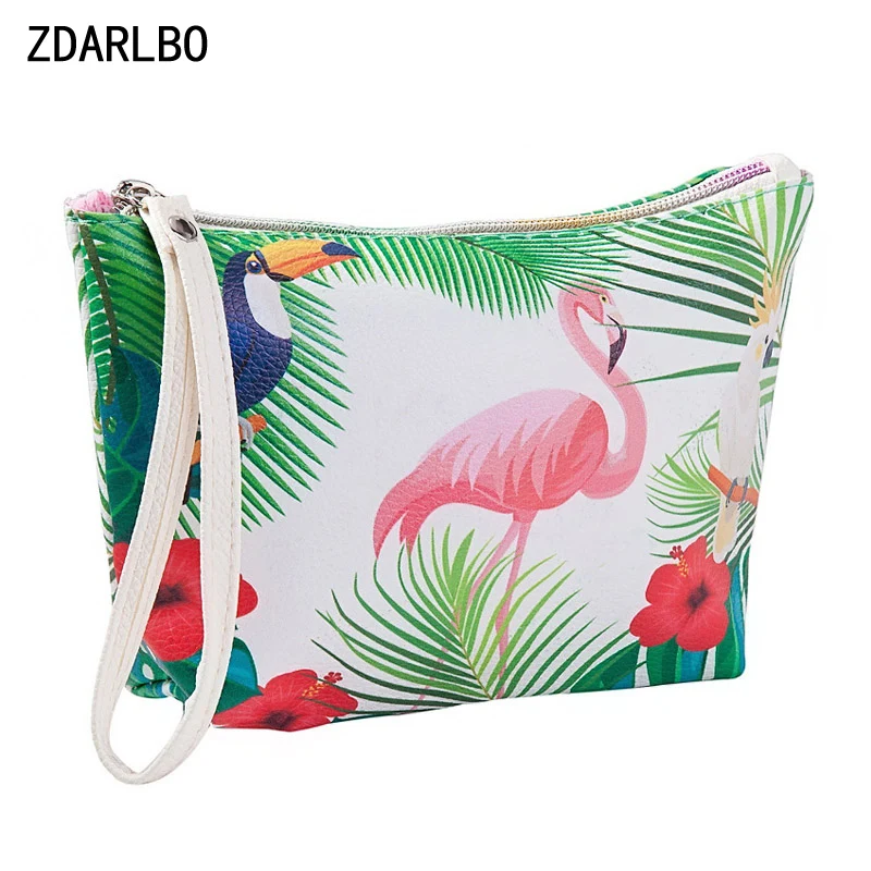 جديد الأزياء فلامنغو التجميل حقائب المنظم PU للماء المرأة حقيبة مستحضرات تجميل سفر متعددة الوظائف حقيبة طقم أدوات تجميل أكياس