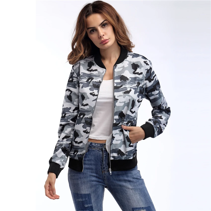 2018 Green Gray Feminina Base Manteau Jaqueta Camouflage D'hiver Femmes Mujer Vestes Bomber Feminino Chaquetas camouflage Casaco Zipper De Casual aUv5twxq
