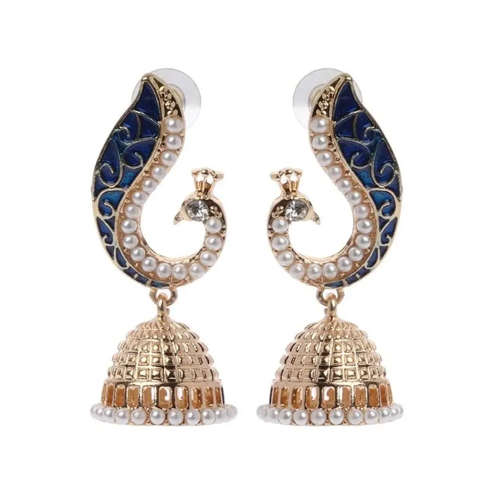 Ретро Индийский Болливуд Kundan Павлин Jhumka Jhumki висячие серьги|Серьги-подвески| |