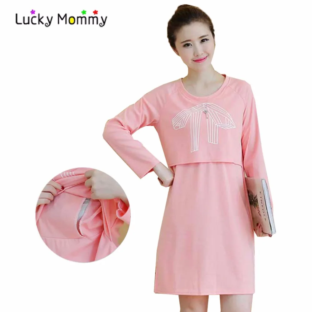 

Bow Printing Nursing Clothes Breastfeeding Dress Maternity Dresses for Pregnancy Breast Feeding Clothes Clothing for Feeding