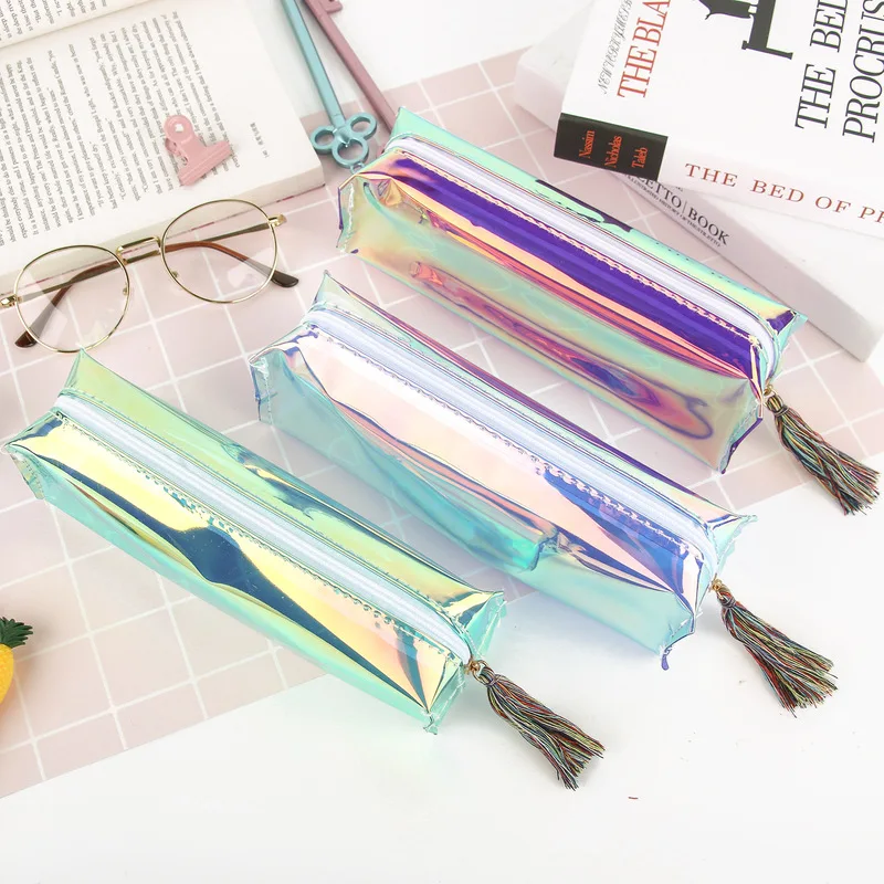 Transparent Glitter Pencil Case Stationery Bags Creative Fashion Pvc Pencil Bag School Pencil Box Supplies Student Gift Kawaii