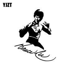 Yjzt 11.1cm * 13.9cm vinil decalque kung fu ator bruce lee etiqueta do carro preto/prata C3-0049