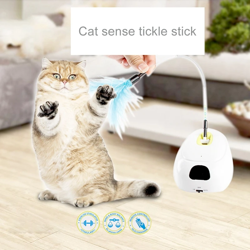 

Interactive Kitten Exercise Feather Puzzle Toy Electric Cat Playing Teaser Battery Operated Pet Cat Automatic Playing Wand