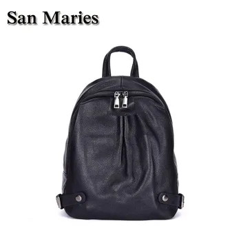 

San Maries Fashion Women Backpack High Quality Cow Leather Backpacks for Teenage Girls Female School Bag Bagpack Bookbag